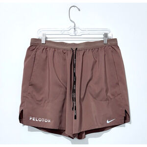 Nike Peloton Running Mens Shorts XL Mocha Pocket Drawstring Elastic Waist Logo